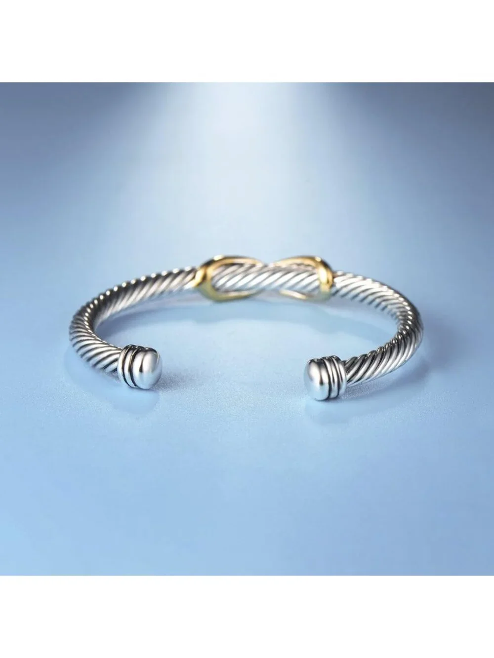 Elegant Twisted Cable Wire Bangle Bracelet with Gemstones - Perfect Holiday Gift